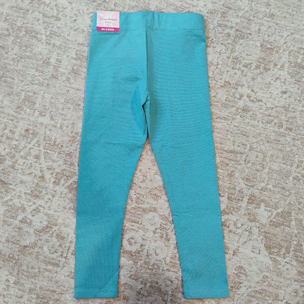 NWT 5 / 6 Tommy Bahama Kids Girl's Mix And Match Aqua Blue Leggings NEW - Picture 3 of 5